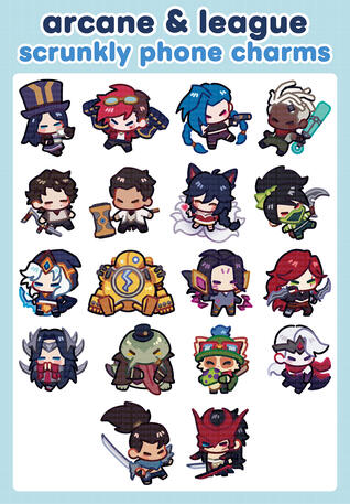 arcane & league of legends scrunkly phone charms